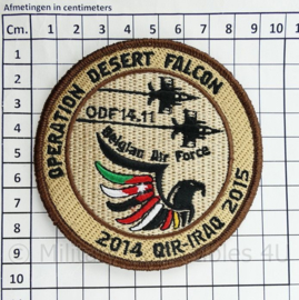 BAF Belgian Air Force Operation Desert Falcon ODF 14.11 2014 OIR-Iraq 2015 embleem  met klittenband- 9 cm. diameter