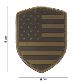 Uniform landsvlag USA Embleem 3D PVC schild  -  klittenband -8 x 6 cm - desert