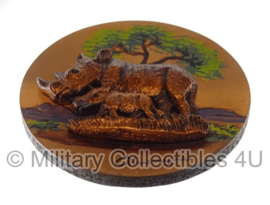 Souvenir afkomstig van missie Zimbabwe Neushoorn - Alwayne Copper Products - origineel