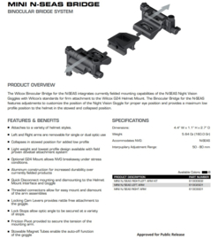 Wilcox Mini NSEAS N/SEAS Right Left Arm Kit Bridge nachtkijker houder voor de helm - nieuw in doos   - origineel
