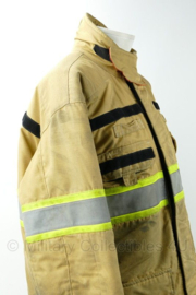 Defensie Brandweer Defence Fire Fighting and Rescue jas en broek khaki met reflectie - huidig model - maat Medium - gedragen - origineel