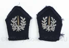 Belgische Politie luxe kraagspiegels PAAR - metaaldraad - 9 x 6,5 cm - origineel