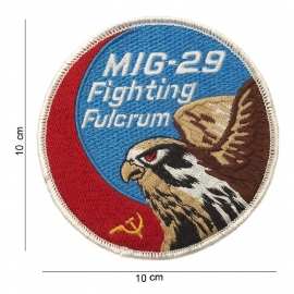 Embleem stof - MIG-29- rond - 10 cm.