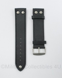 Vintage horlogeband - zwart leer - replica