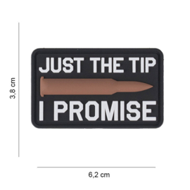 Embleem Just the tip, I promise - klittenband - 3D PVC - 6,2 x 3,8 cm