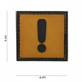Embleem Caution !! - Klittenband - 3D PVC - 4 x 4 cm.
