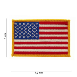 Uniform landsvlag USA stof - gele rand - klein - 5 x 7,7 cm