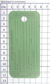 KL Landmacht verzendetiket metaal - 12 x 5,5 cm - origineel
