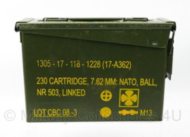 KL Nederlandse leger .30 7,62mm NATO munitiekist - (geocaching formaat) 8 x 25,5 x 18 cm - gebruikt - origineel