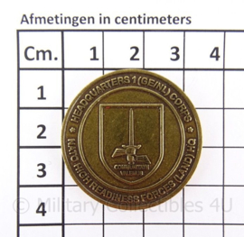 1 (Ge/NL) Corps Communitate Valemus Duits-Nederlandse Korps munt coin Operatie Peregrine Sword 2012 - origineel