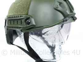 DSI en Politie model MICH 2002 helm met rails, velcro EN ingebouwde bril - GREEN