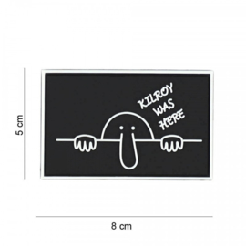 Embleem Kilroy was here - zwart - met klittenband - 3D PVC - 8 x 5 cm