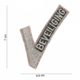 Security Beveiliging "V" insigne stof - 7 x 4,5 cm met tekst "beveiliging"
