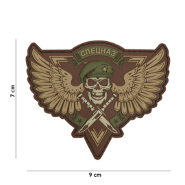 Embleem 3D PVC met klittenband - Russische Spetsnaz Skull 9 x 7 cm.