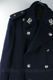 Belgische Politie Hoofdcommissaris lange mantel donkerblauw - maat XL (lengte 185 cm) - gedragen - origineel