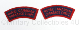 Canadese leger Royal Canadian Ordnance Corps shoulder titles PAAR - 11 x 5 cm - origineel