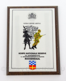 KL Landmacht wandbord Korps Nationale Reserve Roosendaal - afmeting 15,5 x 20,5 cm - origineel