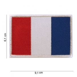 Uniform vlag Frankrijk - witte rand - groot - 9,1 x 6,1 cm.