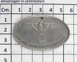 WO2 Duitse SS amt fur Sicherungssaufgaben ID marke - SS Heimwehr Danzig - afmeting 5,5 x 4 cm - replica