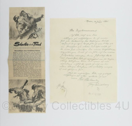 WO2 Duitse brief aan Der Zugskommandant van 1935 met artikel Schneller als den Feind over Nahkampf  - origineel