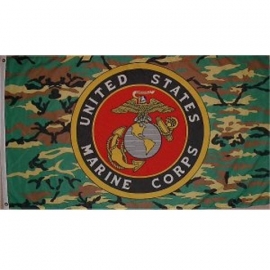 Vlag USMC US Marine Corps - camo met logo
