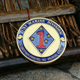 US Army 1st Marine Division coin - No better friend, No worse enemy - 40 mm diameter