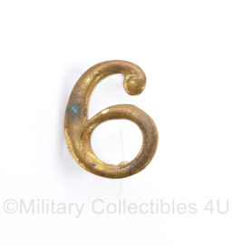 Wo2 Eenheid nummer 6 of 9 metaal - 2 x 1,5 cm - origineel