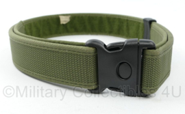 Defensie Nylon koppel groen met NSN nummer - met klittenband - 90 x 5 cm - gebruikt - origineel