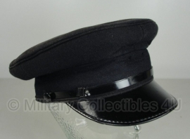 Politie platte pet - zonder insigne  -  grof wol Zwart - maat 56 cm - origineel