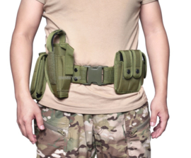 Tactical belt Green -  10 DELIG  - inclusief tassen en holster