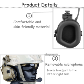 Tactical Headset Microphone Comtac Rail Adapter for FAST MICH Helmet BLACK