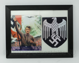 WO2 Duitse poster Adolf Hitler en Heer schild in lijst - 46 x 36 cm - replica