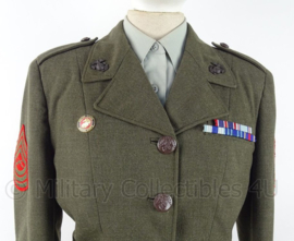 USMC US Marine Corps M1952 Master Sergeant uniform set dames, jasje, rok, overhemd, stropdas en schuitje - maat 38 - origineel