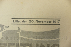 Duitse krant Liller Kriegszeitung 1 Kriegsjahr nr. 38 Lille 20 november 1917 bezet Frans gebied - 47 x 32 cm - origineel