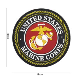 Embleem PVC 3D PVC  met klittenband - USMC United States Marine Corps - 8 x 8 cm.