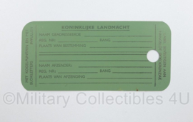 KL Landmacht verzendetiket metaal - 12 x 5,5 cm - origineel