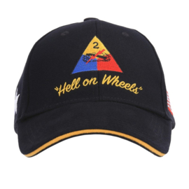 Baseball cap WWII 2nd Armored Division - Hell on Wheels - ZWART