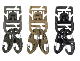 Tactical S hook (4 stuks) & D ring (2 stuks) set  - groen, zwart of coyote