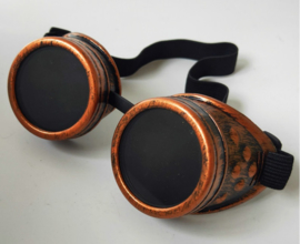 Piloten bril of brommer bril Steampunk bril  - Vintage Copper look met donkere glazen