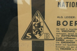 WO2 Boeren van Nederland Stemt NSB ingelijst pamflet - 33½ x 2½ x 40 cm - origineel