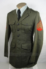 USMC US Marine Corps Gala Dress jacket groen met rode Sergeant rangen  MET BROEK - origineel