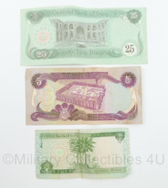 Irakees briefgeld Central Bank of Iraq Saddam Hussein - set van 3 biljetten - origineel
