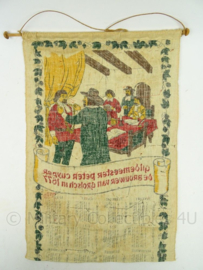 Wanddoek met Marine en Korps Mariniers emblemen - missies van veteraan - afmeting 57,5 x 38 cm - origineel