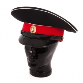Russische Kadetten pet zwart met rood - maat 55 tm. 59  - origineel