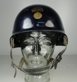 Franse donkerblauwe Gendarmerie helm met gouden RF opdruk - origineel