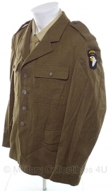 Bruine uitgaans uniform jas - WO2 US model class A - MET 101 airborne patch - origineel