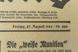 WO2 Duitse krant Tageszeitung nr. 200 27 augustus 1943 - 47 x 32 cm - origineel