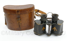 WO1 Britse verrekijker met lederen case - fabrikant Ross London Stereo Prism Binoculars power=6 - origineel