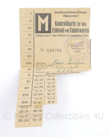 WO2 Duitse Kontrollkarte für den Einkauf von Tabakswaren - 15 x 9  cm - origineel