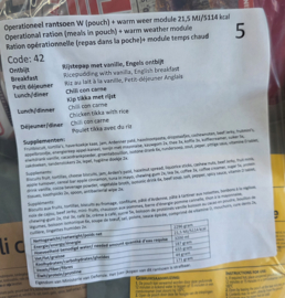 1 doos met 8 zakken Nederlandse leger 24uurs rantsoenen Maaltijd zak 24 Hour Operationeel Rantsoen W(Pouch) + Warm Weer module - 8 verschillende menu's! - +/-5100 kcal - Best Before December 2026